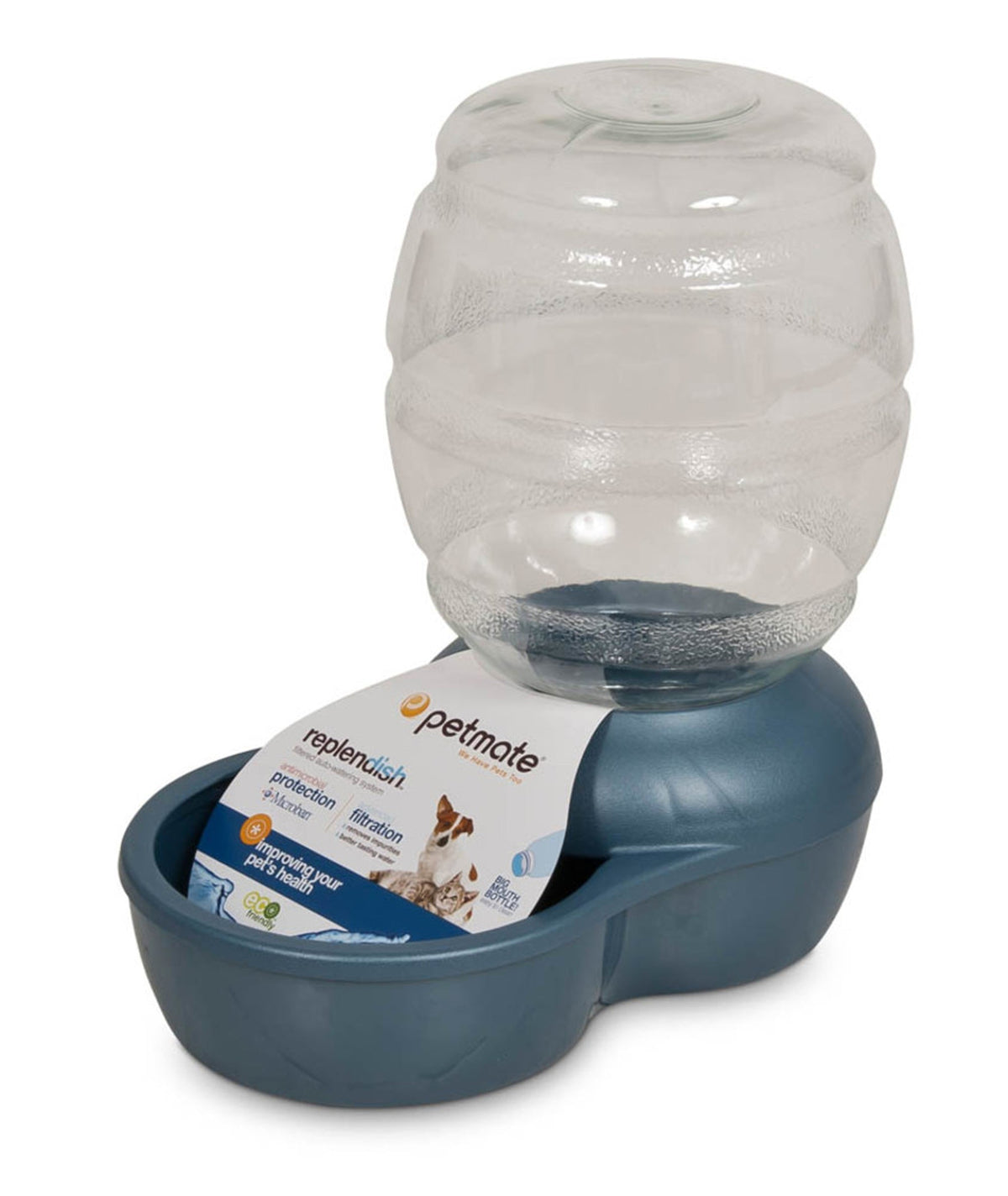 Petmate Replendish 1 Gal Waterer W/Microban Pearl Smoke Gray