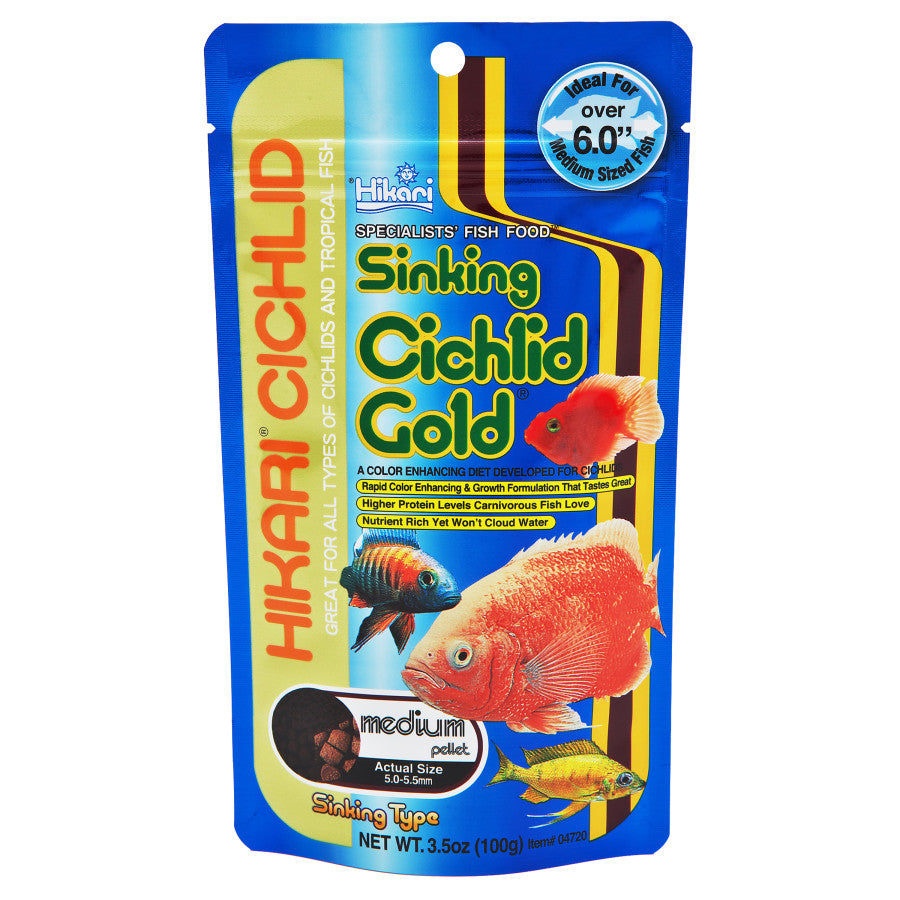 Hikari Cichlid Gold Sinking Pellet Fish Food Medium 3.5oz
