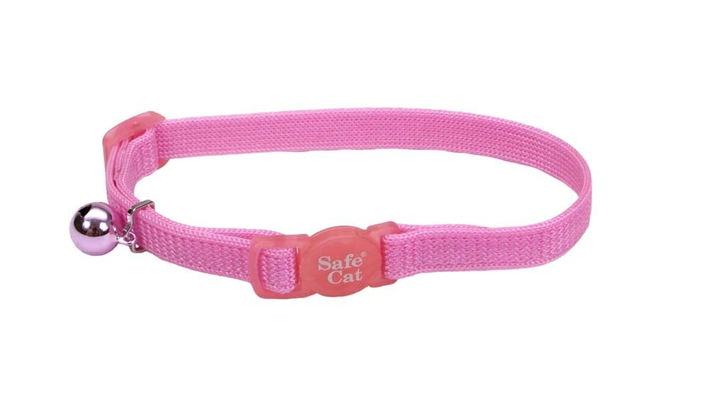 Coastal Safe Cat Adjustable Snag-Proof Nylon Breakaway Collar Bright Pink 3/8X12