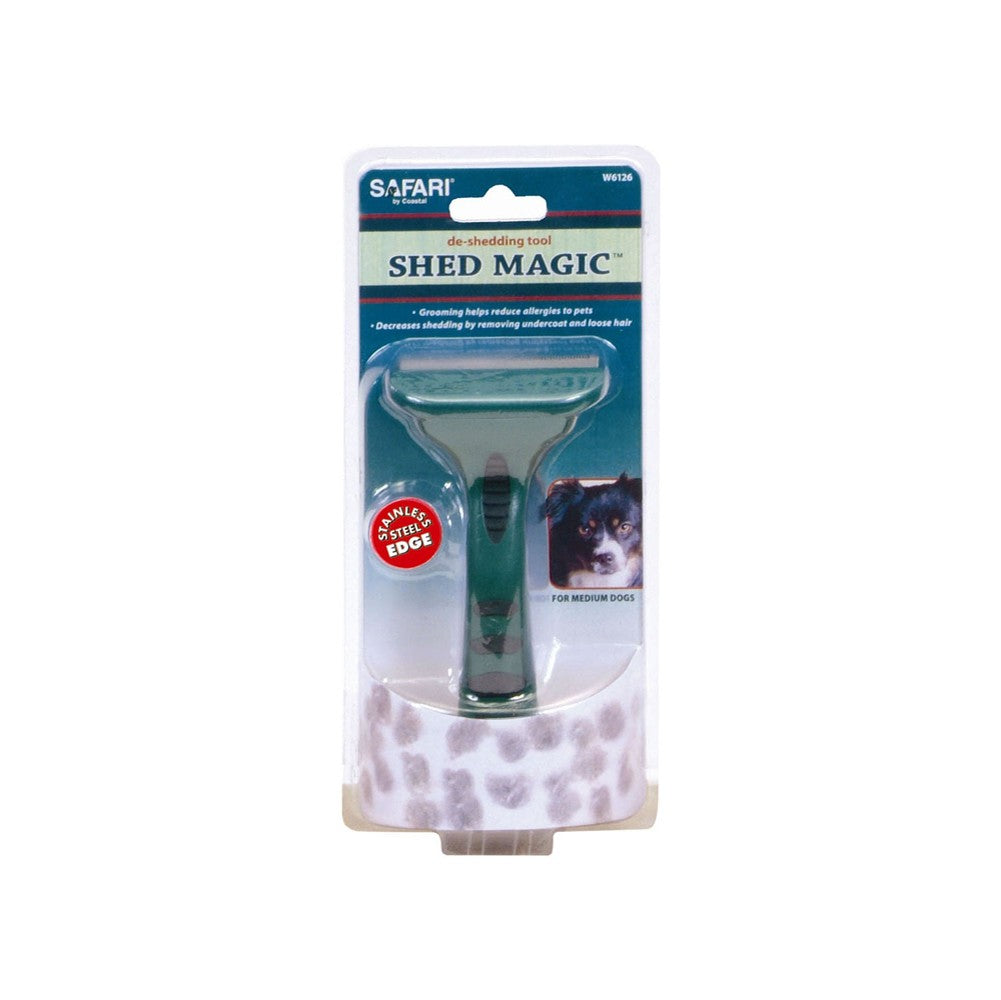 Safari Shed Magic De-Shedding Tool for Dogs w/Medium to Long Hair Light Green/Dark Green 1ea/MD