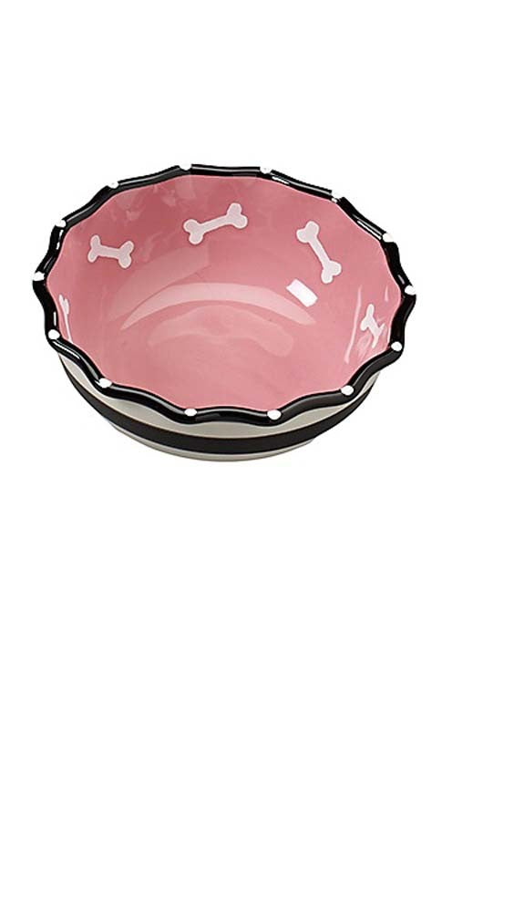 Spot Contemporary Ruffle Dog Bowl Pink 7in