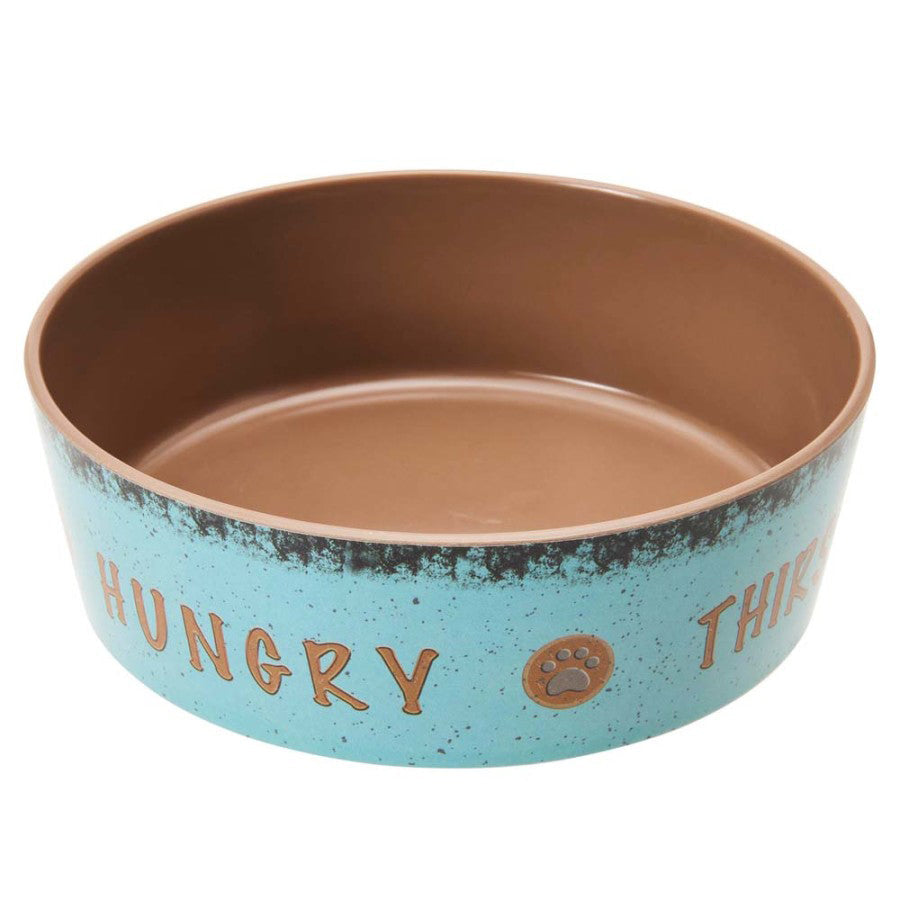 Spot Unbreak-A-Bowlz Stoneware Dog Bowl Turquoise/Tan 1ea/LG, 8 in