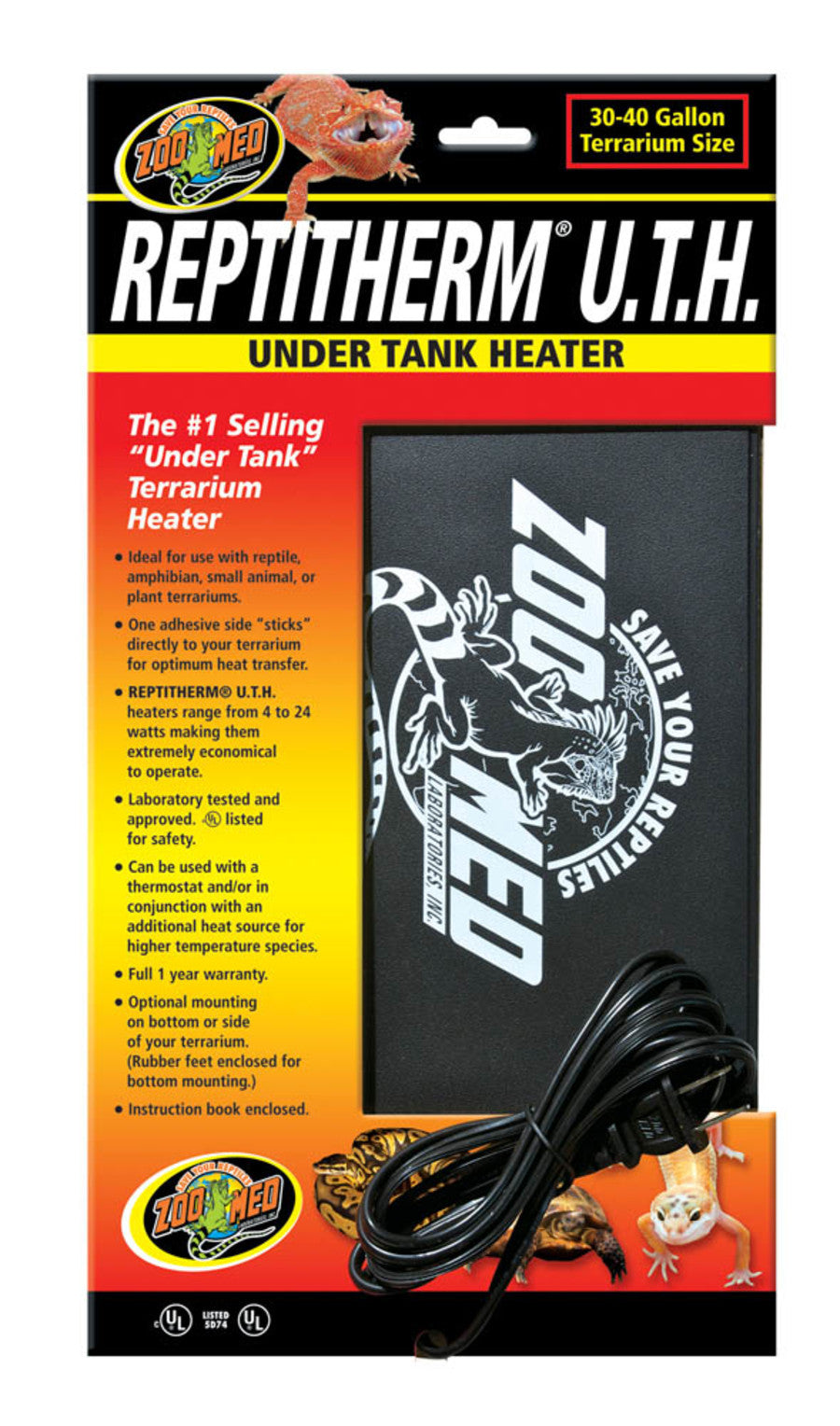 Zoo Med ReptiTherm Under Tank Heater 30-40gal 8x12