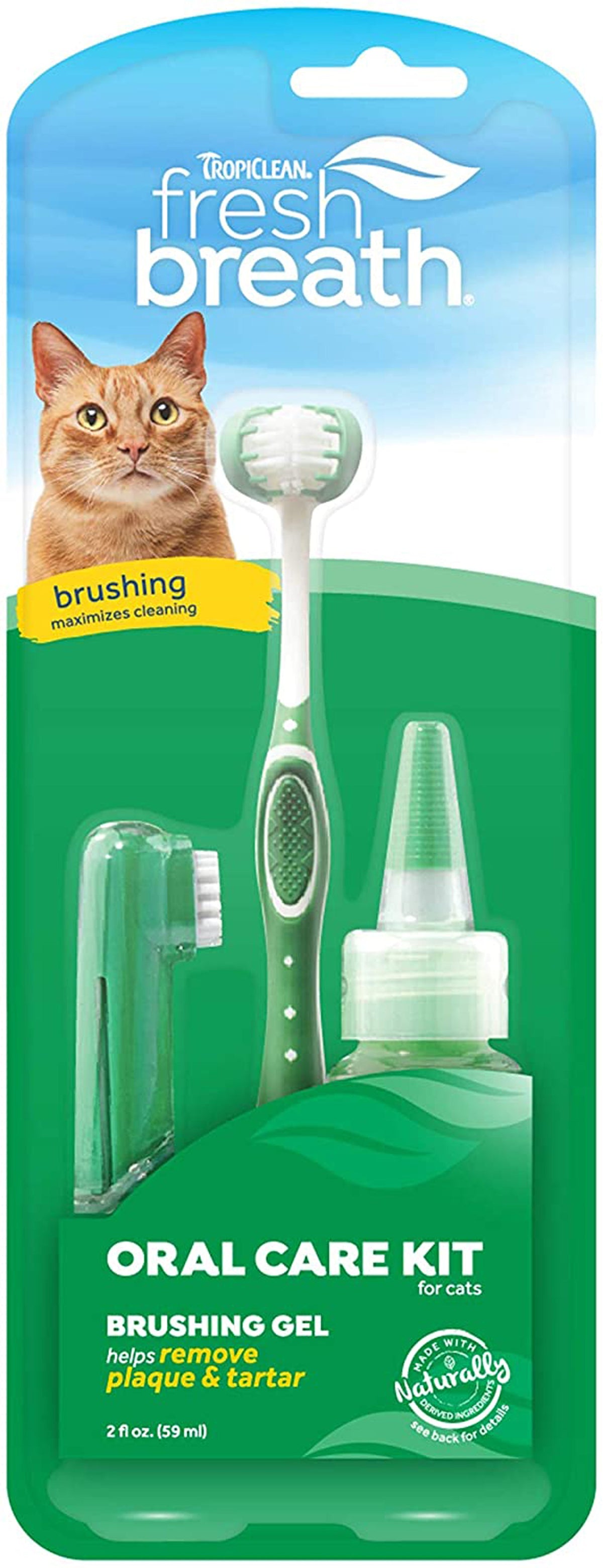 Fresh Breath by TropiClean Oral Care Kit for Cats, 2oz