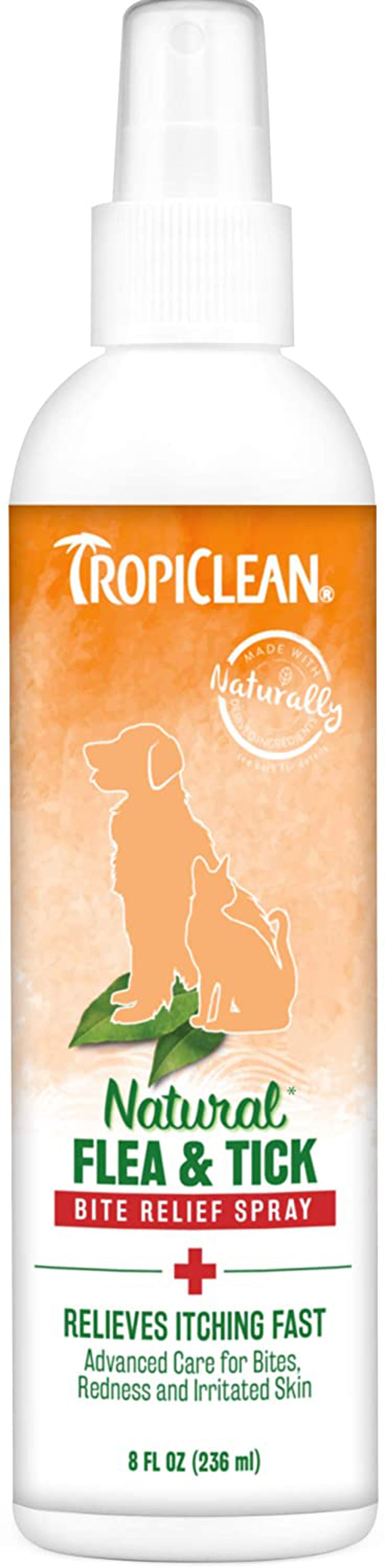 TropiClean Natural* Flea & Tick Bite Relief Spray for Dogs and Cats, 8oz