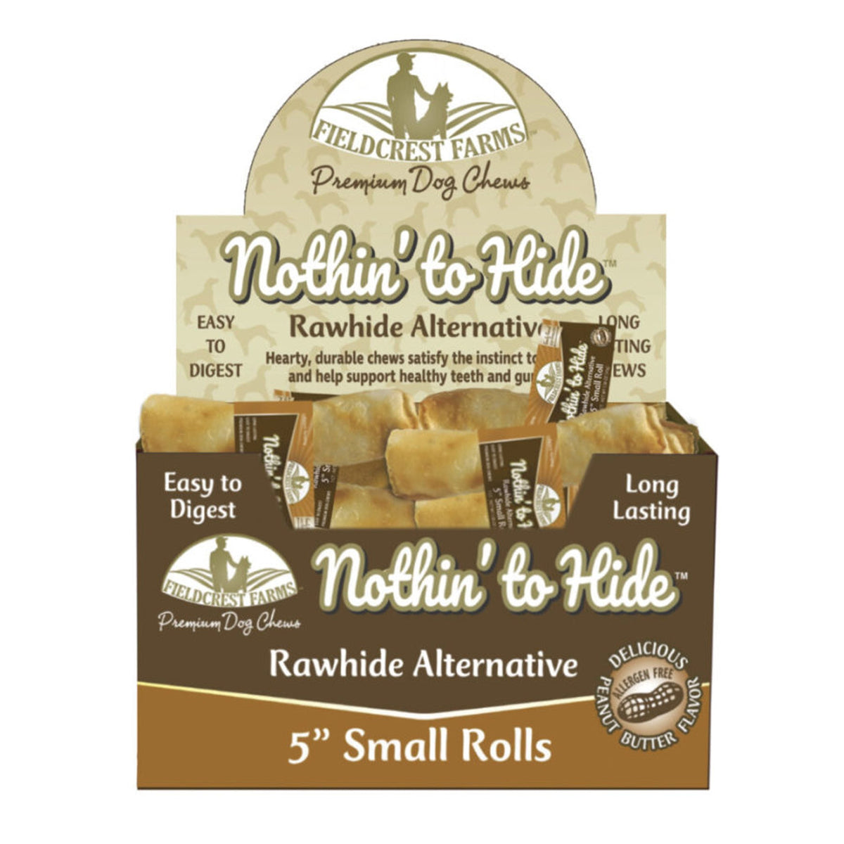 Fieldcrest Farms Nothin' to Hide Roll Dog Treat Peanut Butter 5in 24pk