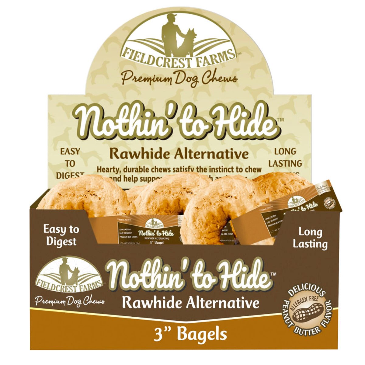 Fieldcrest Farms Nothin' to Hide Bagels Dog Treat Peanut Butter 24pk