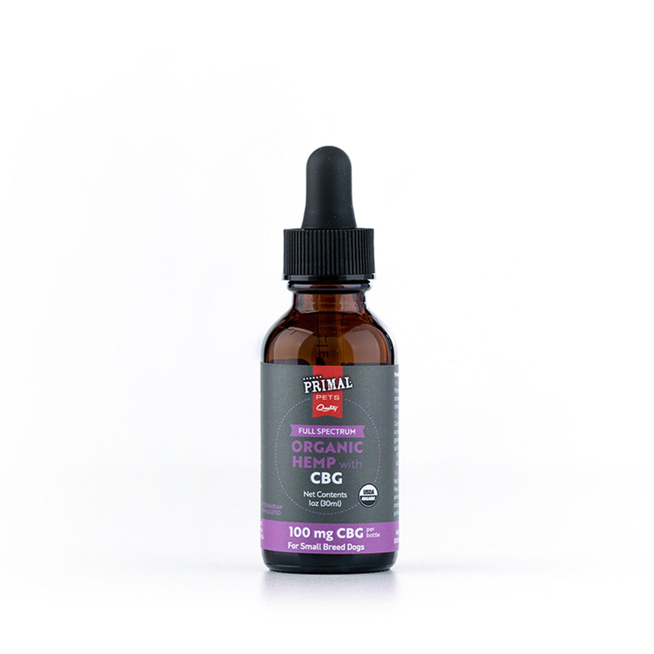 Primal 100 Mg Organic Full Spectrum Hemp Oil W- Cbg For Small Dogs