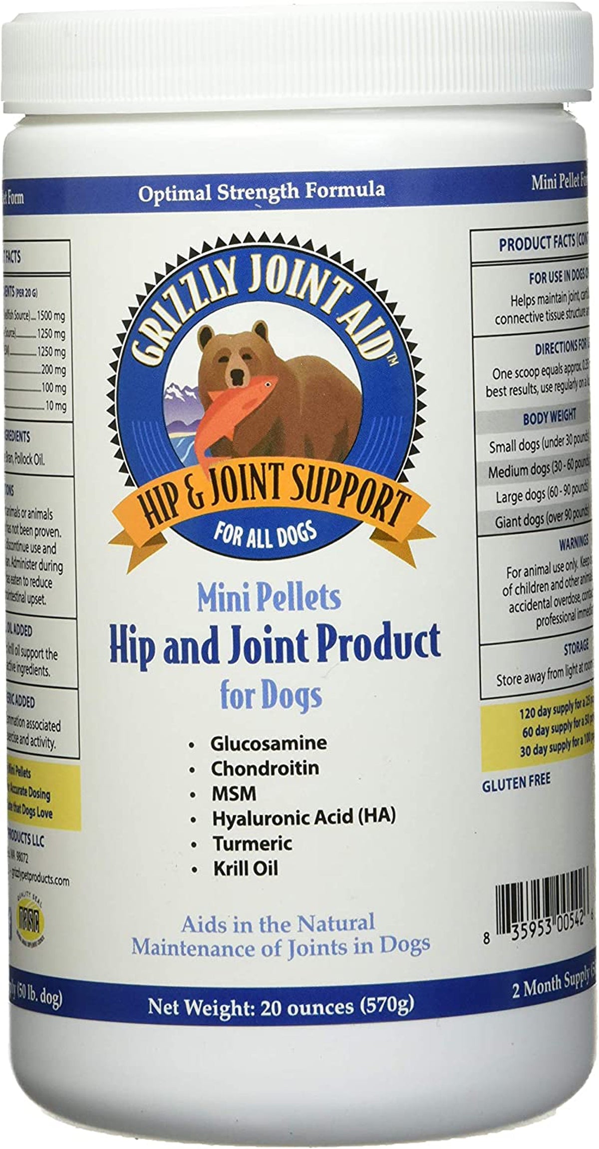 Grizzly Pet Dog/Cat Pcr Joint Aid Pellet 20oz.