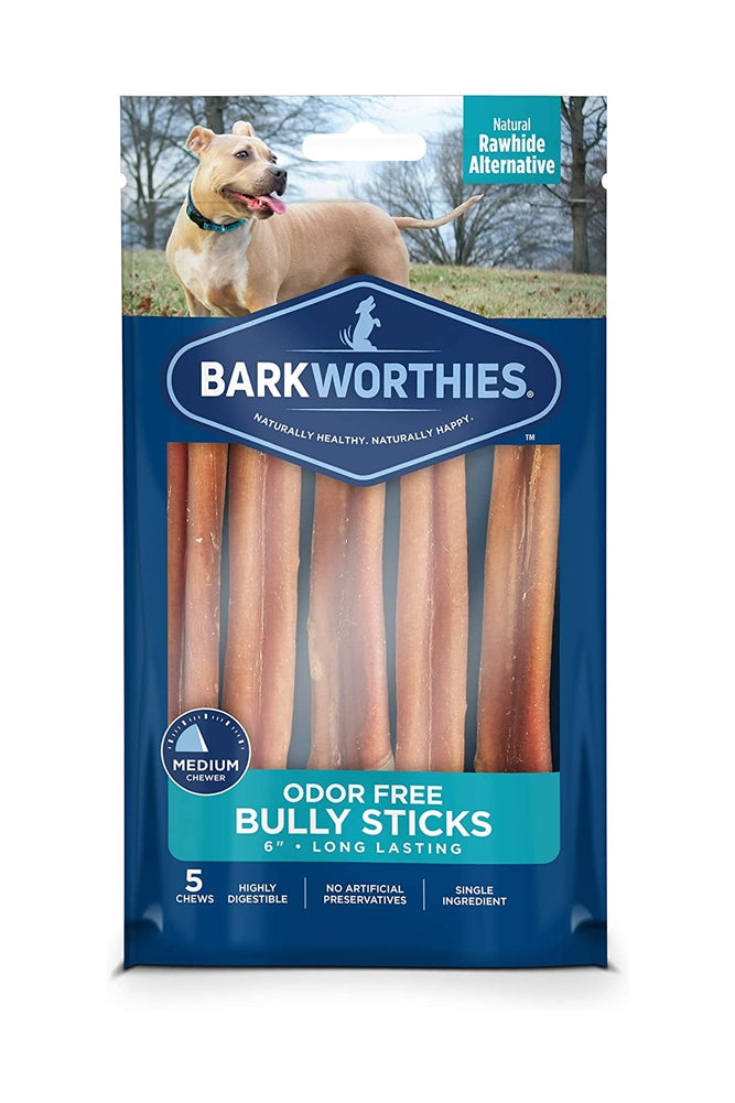 Barkworthies Bully Stick Odor Free Dig Treat 5pk/ 6in