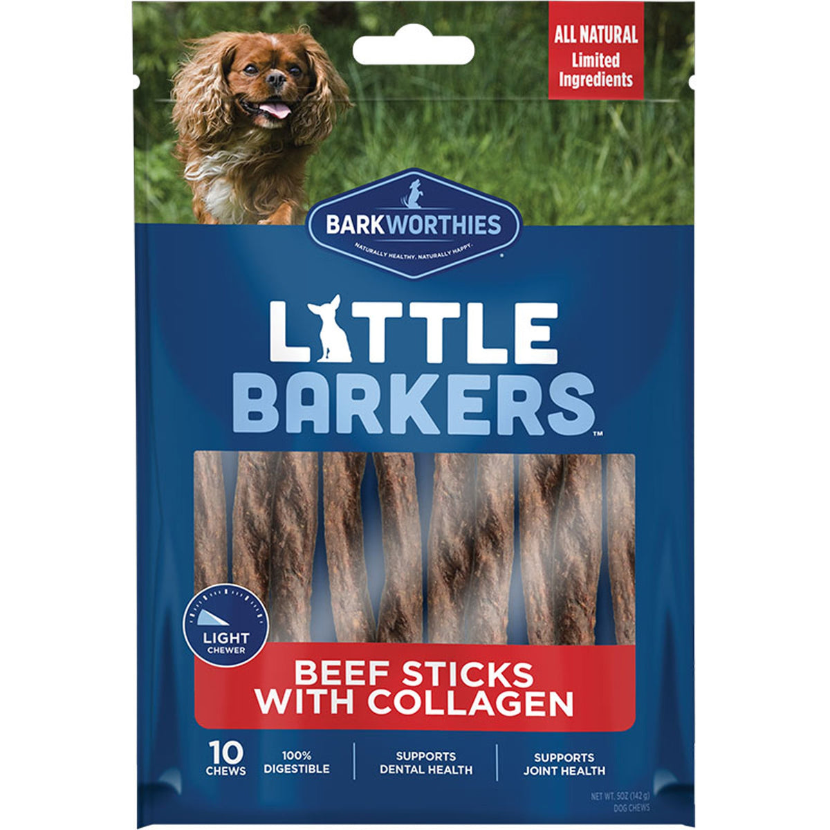 Barkworthies Little Barkers Beef Sticks with Collagen Dog Treat 10ct
