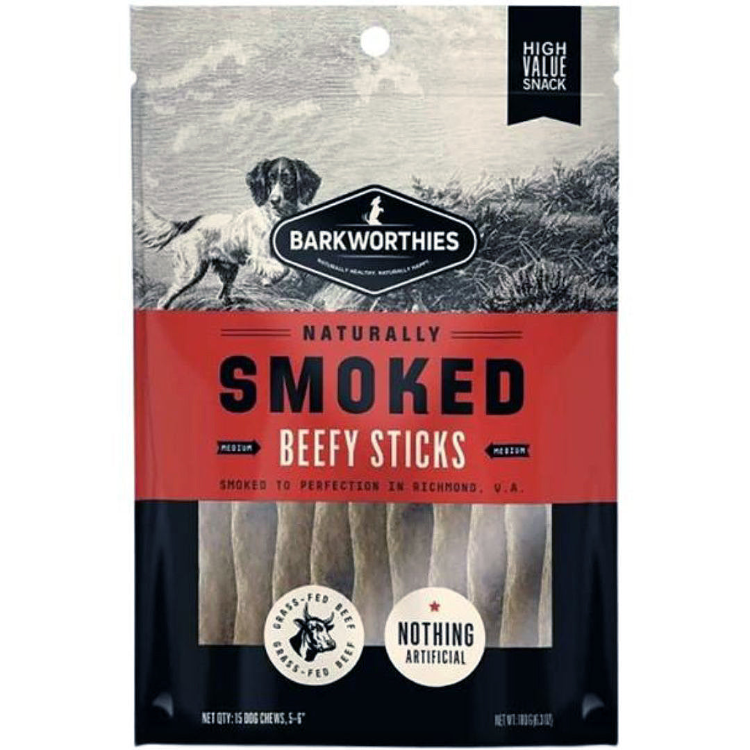 Barkworthies Smoked Beefy Sticks Dog Treat Medium 5-6in/15ct