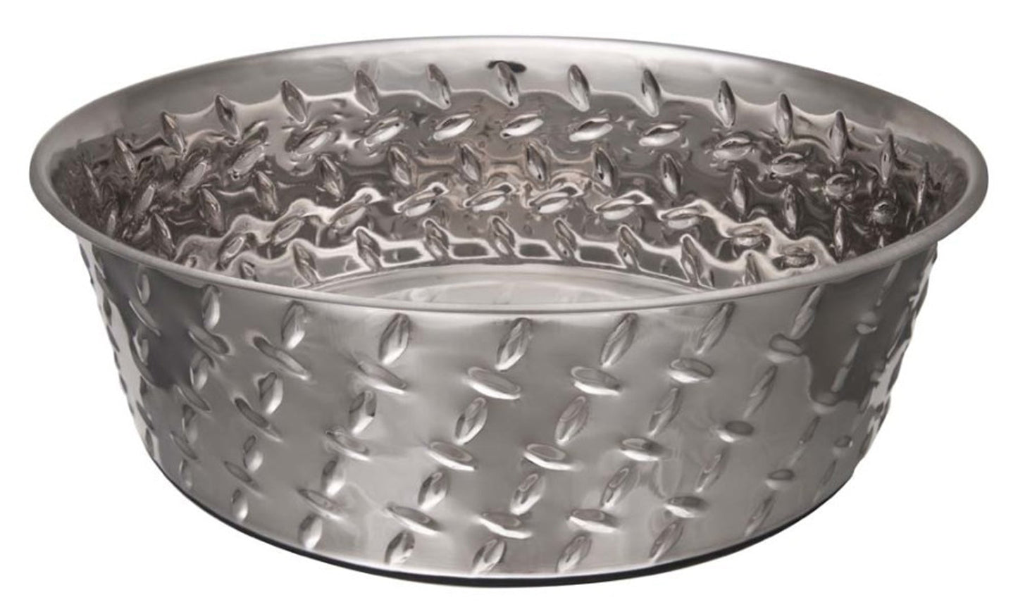 Loving Pets Diamond Plate Bowls with Non Skid Bottom Dog Dish Bowl Silver, 1ea/2 qt
