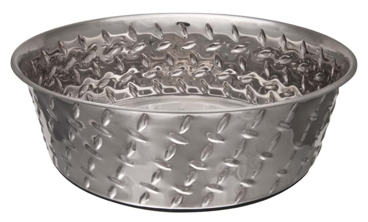 Loving Pets Ruff Nφ Tuff Diamond Plate Bowls with Non Skid Bottom Dog Bowl 2qt