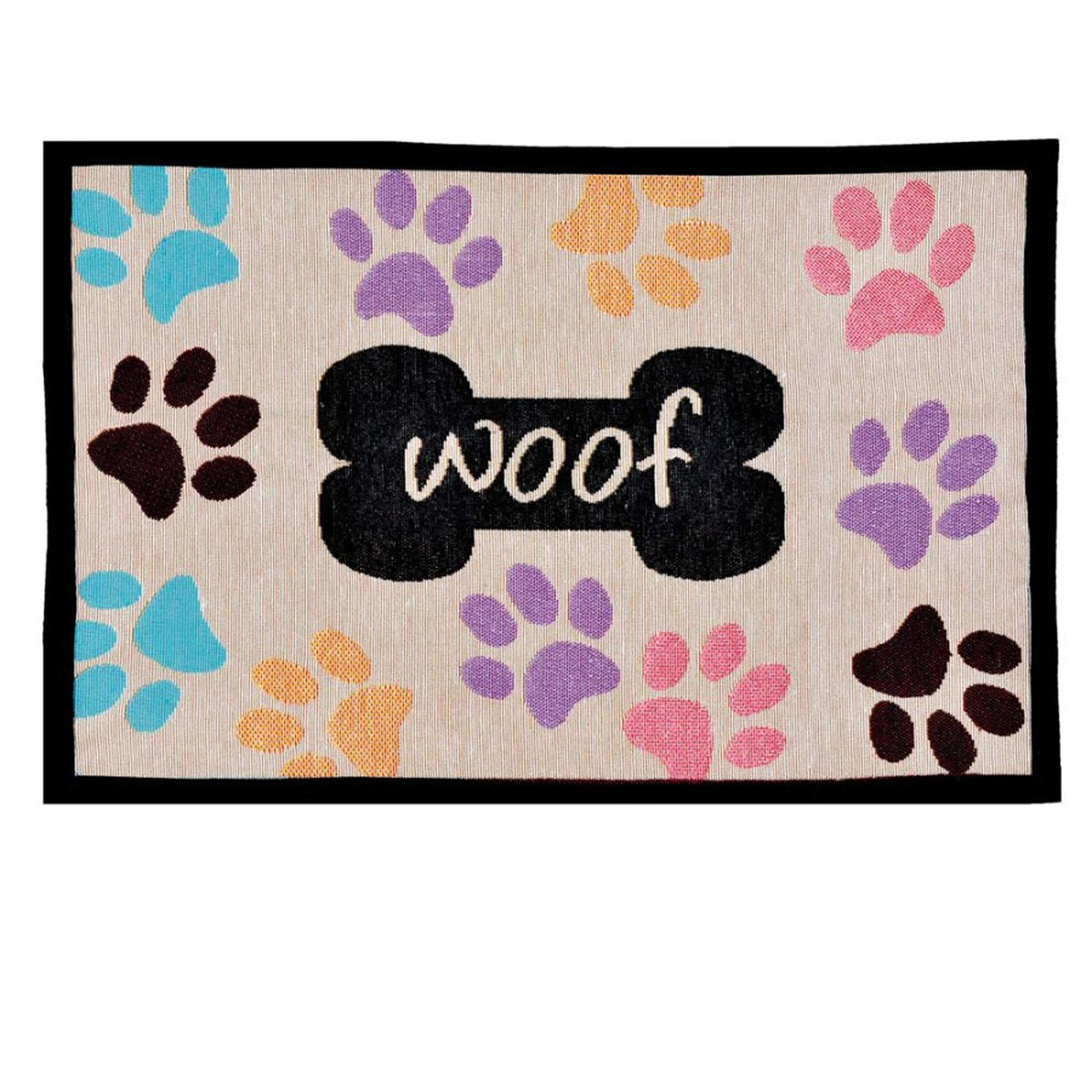 Loving Pets Bella Fashion Mat Woof with Multi Paws
