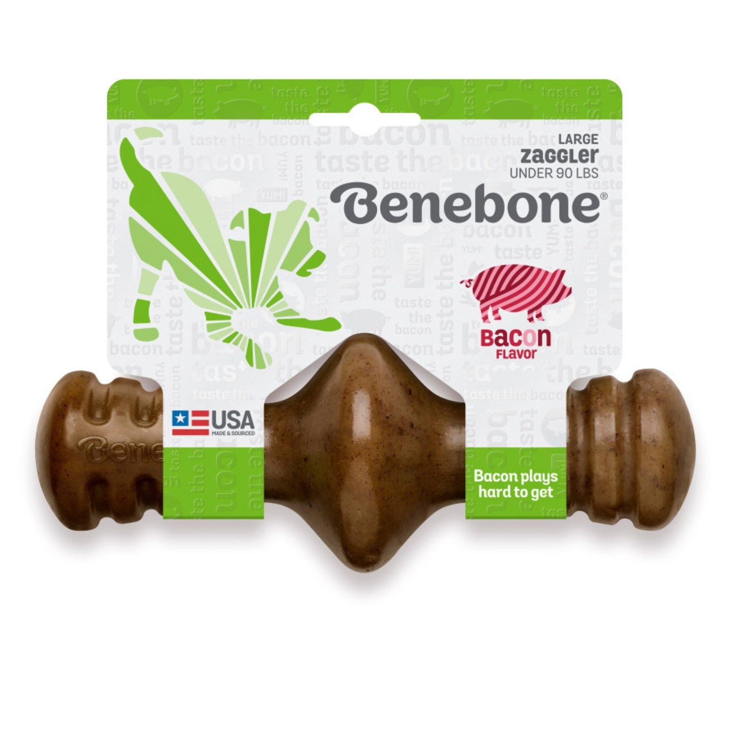 !Benebone Zaggler Durable Dog Chew Toy Bacon, 1ea/LG