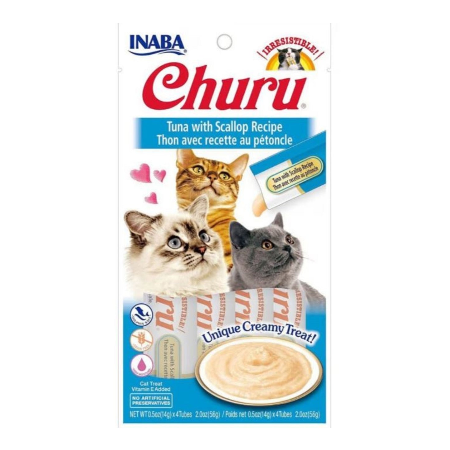 Inaba Churu Puree Cat Treats Tuna/Scallop .5oz. 4 Pk (Case of 6)