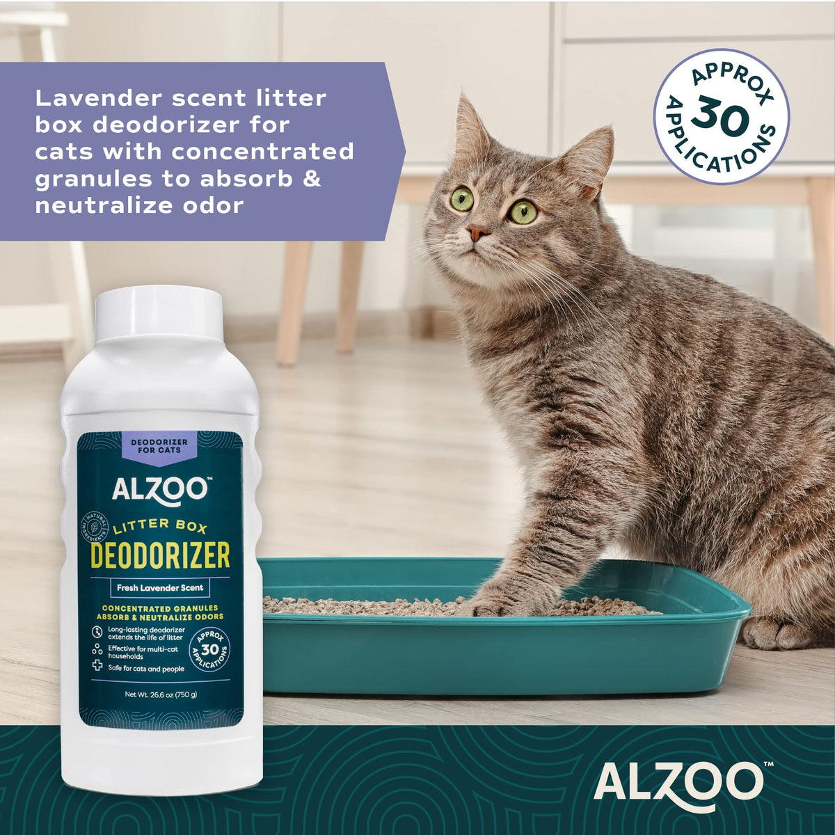 Alzoo Mineral-Based Litter Deodorizer Fresh Lavender 26.6oz.