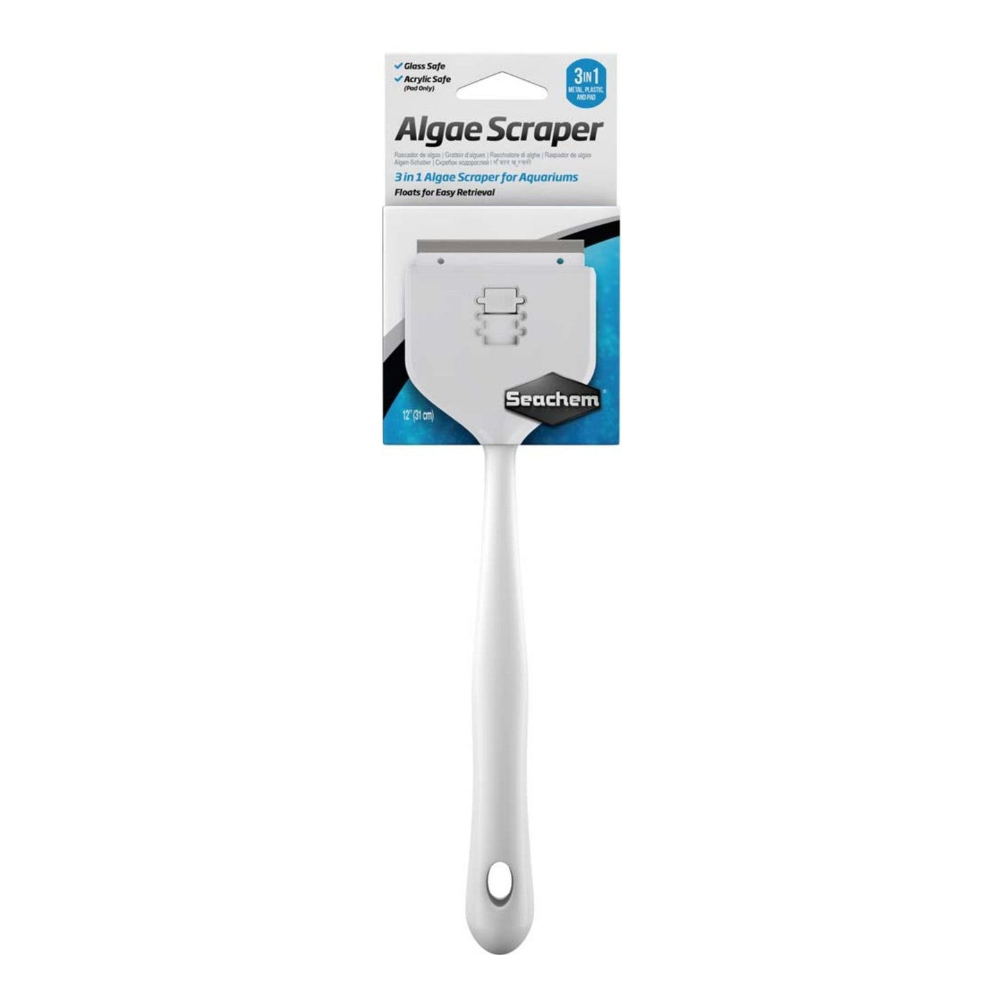 Seachem Laboratories 3in1 Algae Scraper for Glass and Acrylic Aquariums 1ea/12 in