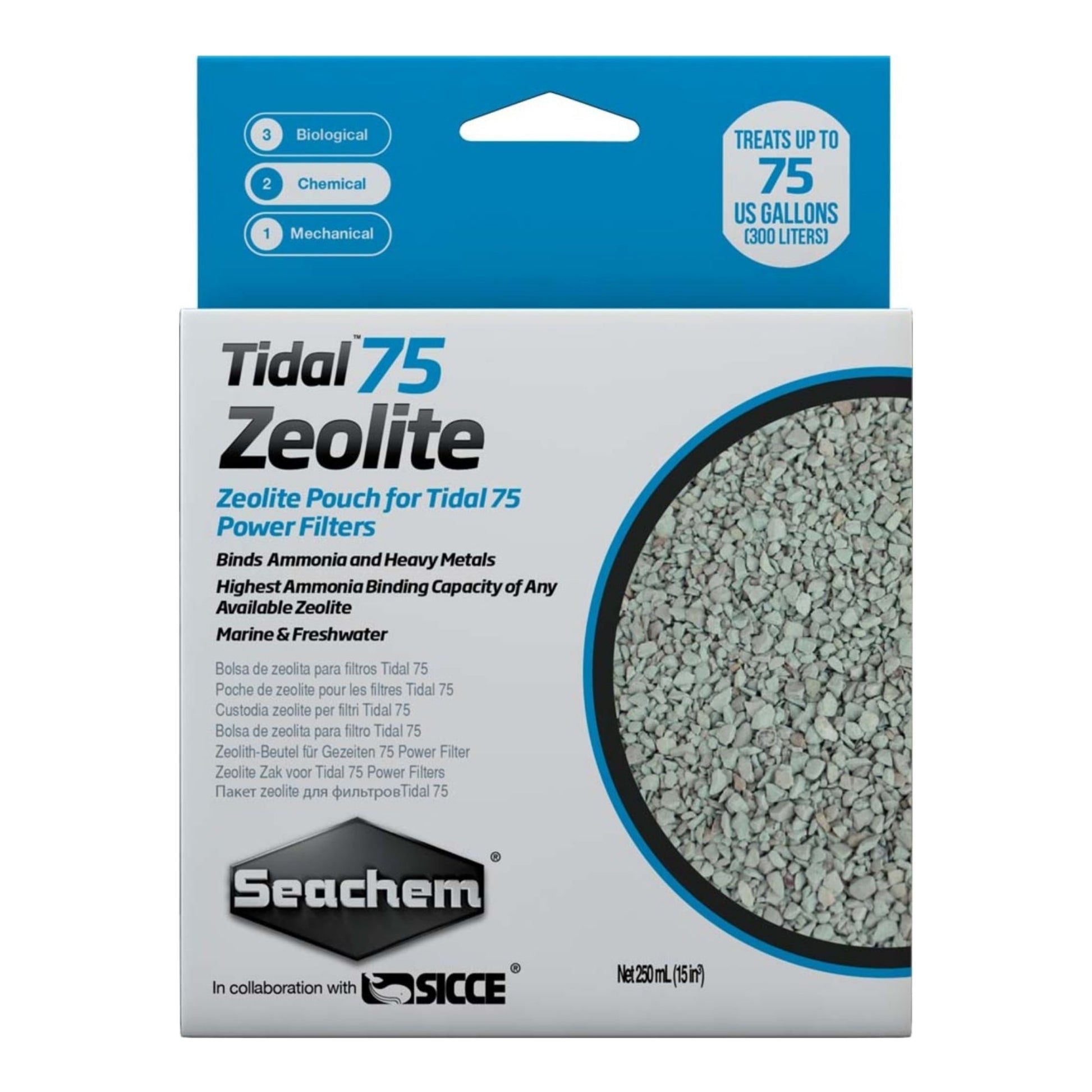 Seachem Laboratories Tidal Zeolite Ammonia and Heavy Metals Binding Media 1ea/250 ml