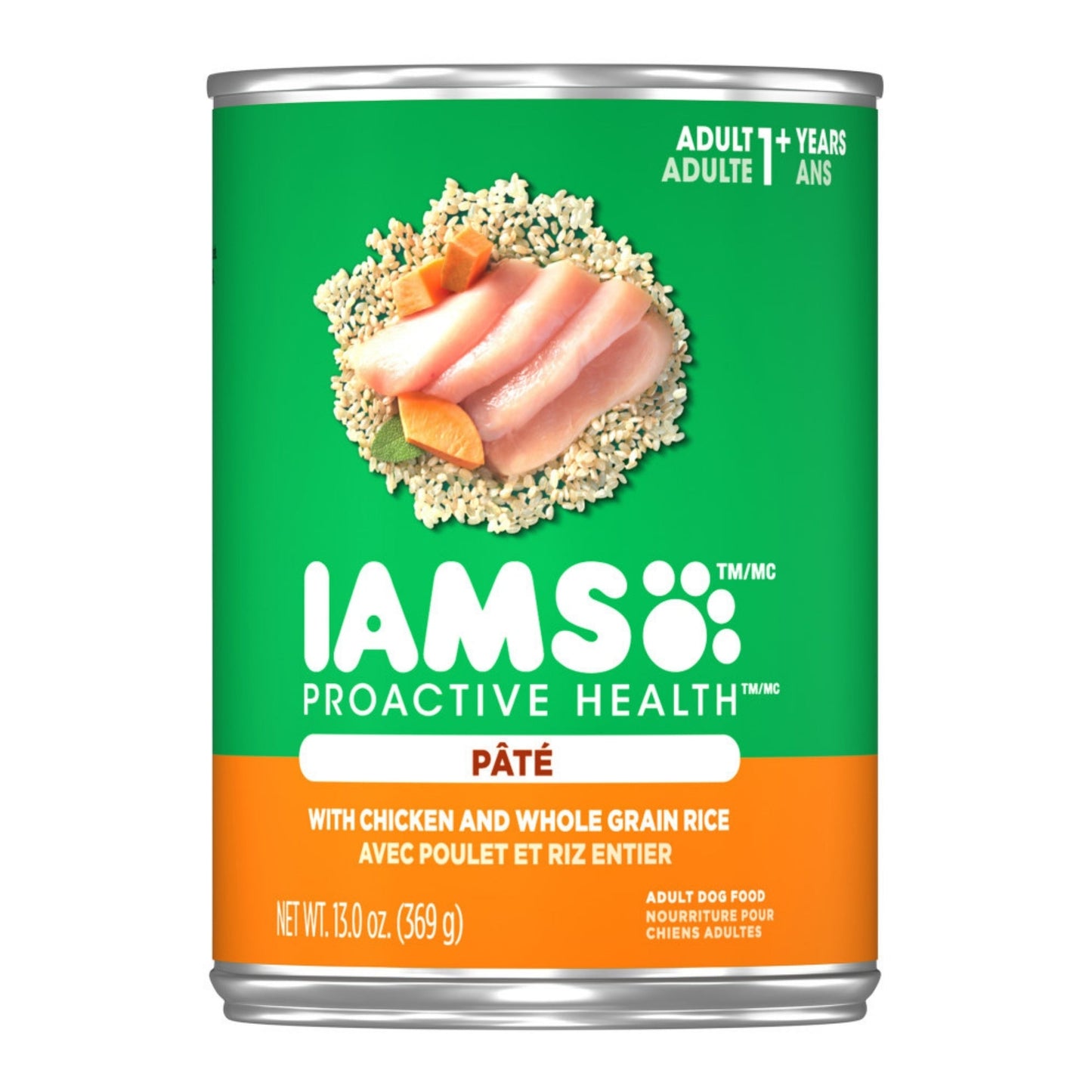 IAMS Proactive Health Paté Adult Wet Dog Food Pate w/Chicken & Rice 13.2oz (Case of 12)