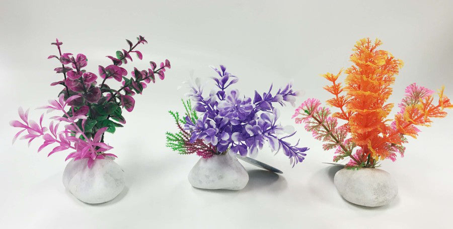 Penn-Plax Rock Plant Ornament Assorted 6in