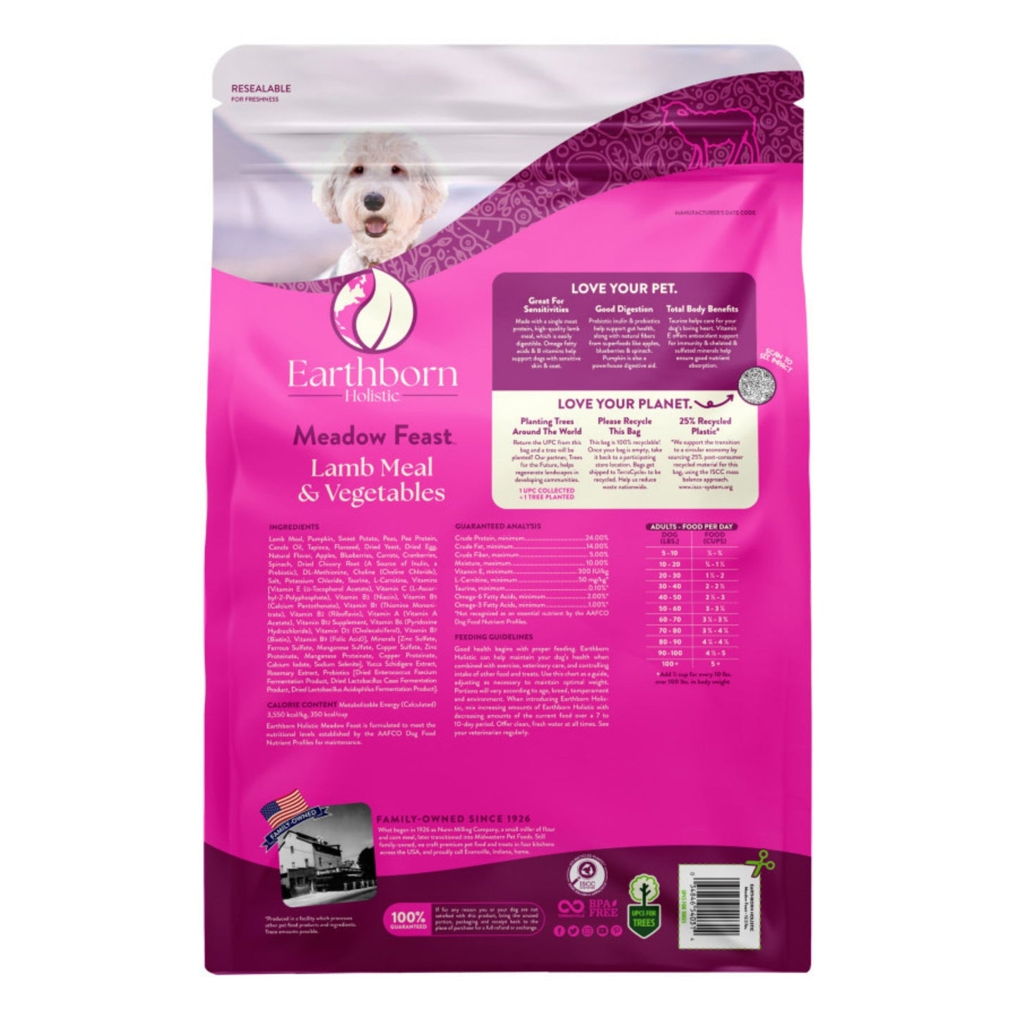 Earthborn Holistic Meadow Feast Grain-Free Dry Dog Food Lamb Meal & Vegetables 12.5lb