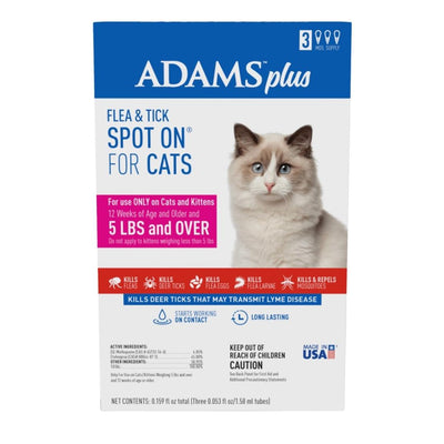 Adams Plus Flea & Tick Spot On for Cats & Kittens 1ea/Over 2.5 Lbs But Under 5 lb - All Pet Super Store