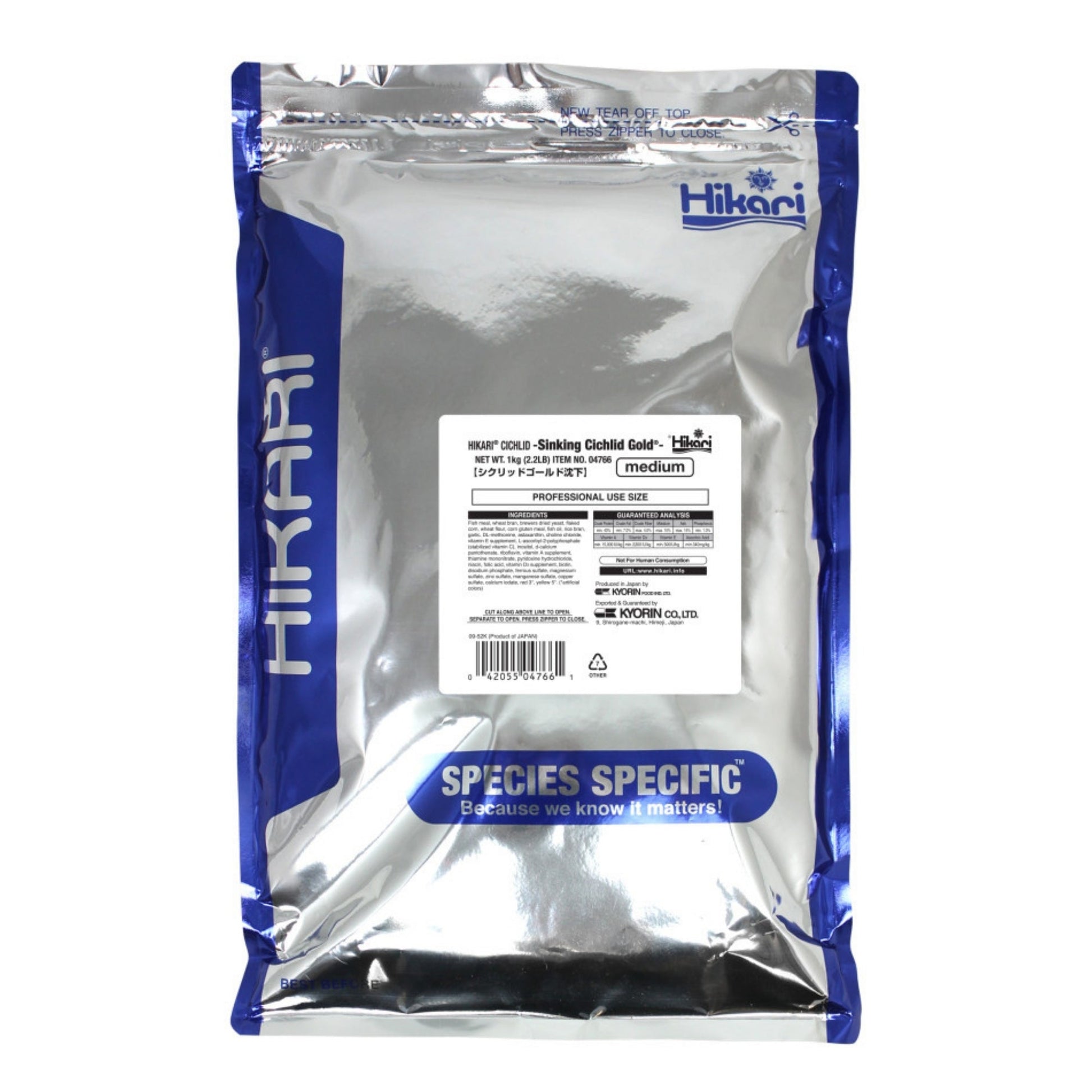 Hikari USA Cichlid Gold Sinking Pellets Fish Food 1ea/2.2 lb, MD