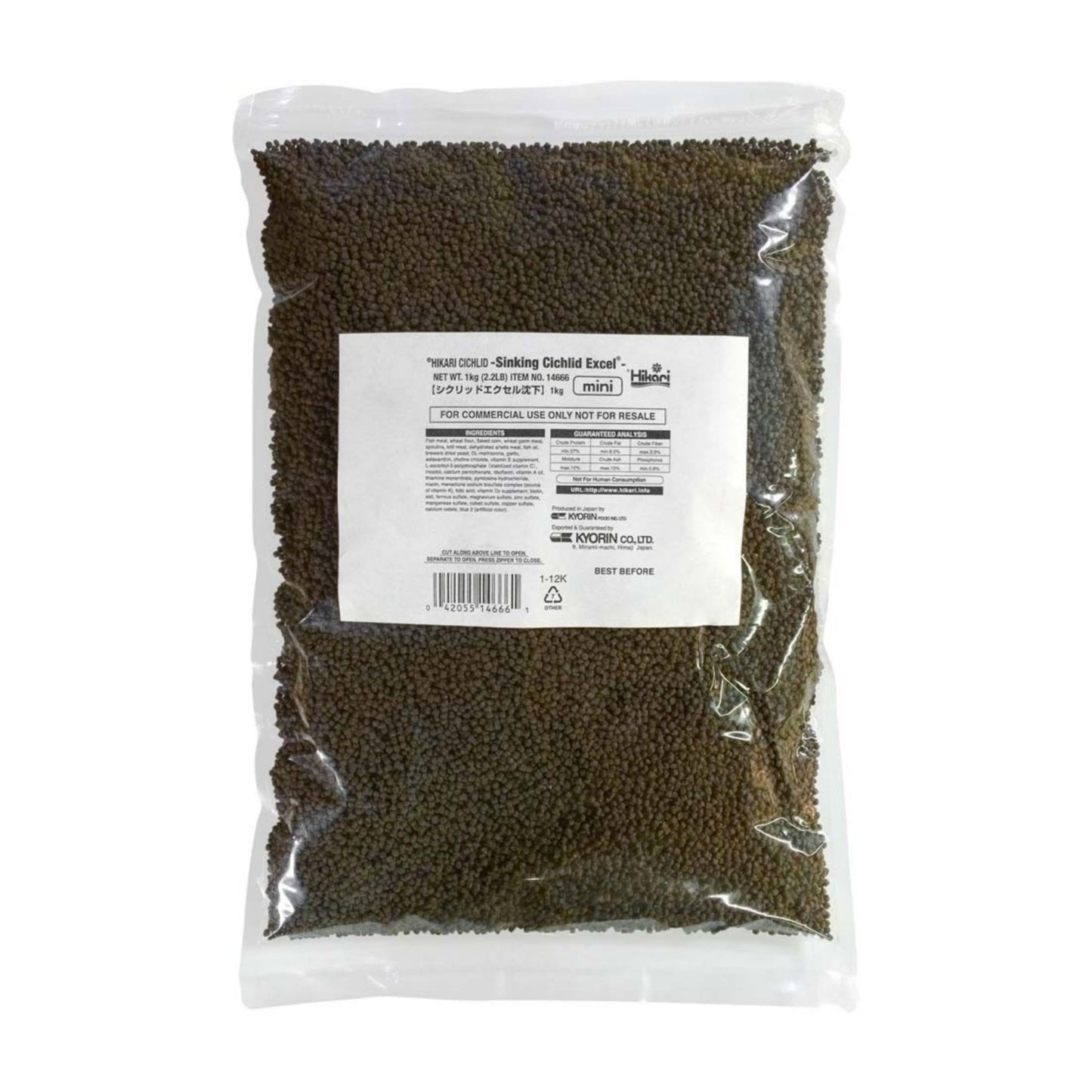 Hikari USA Cichlid Excel Sinking Pellets Fish Food 1ea/2.2 lb, Mini