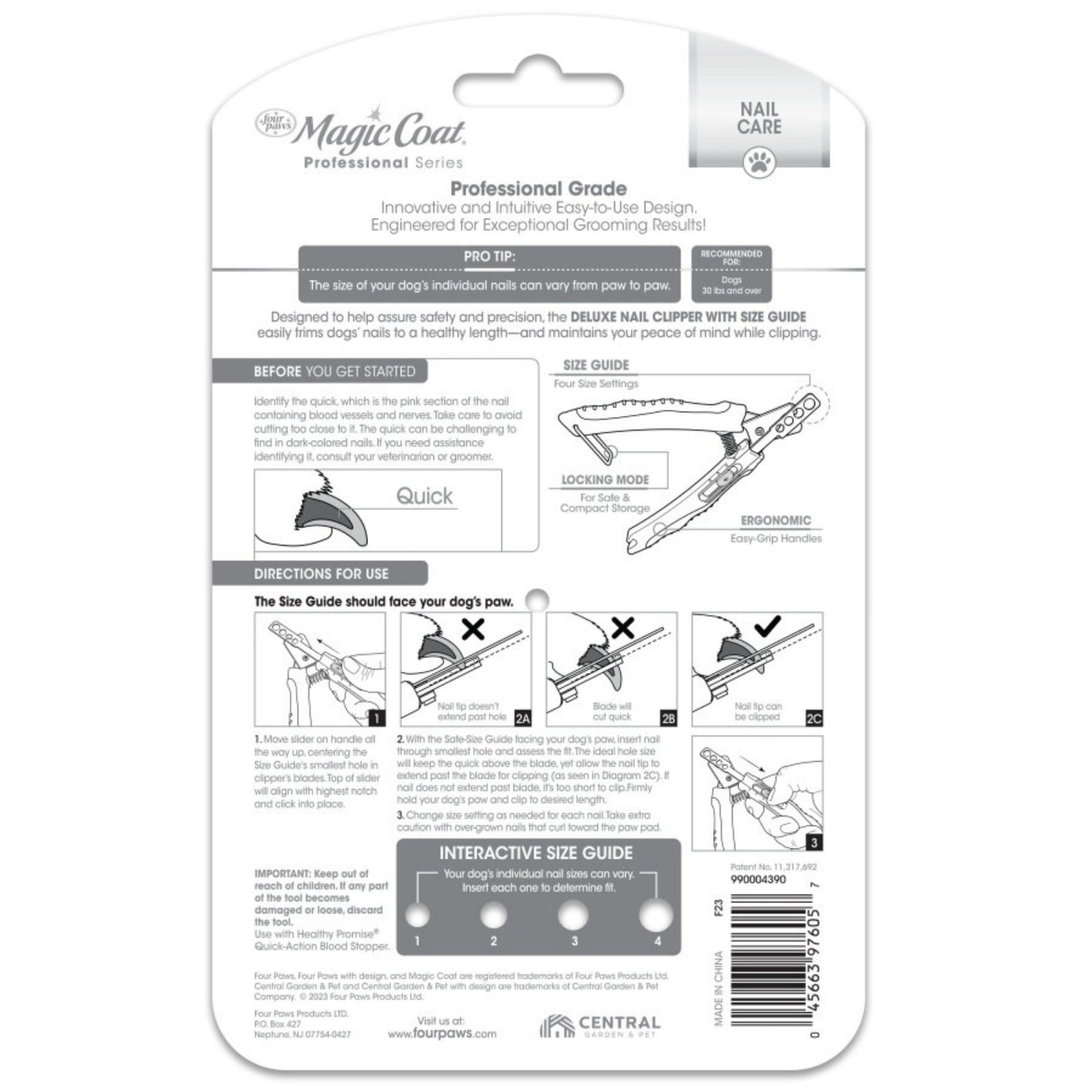 Four Paws Magic Coat Professional Series Deluxe Dog Nail Clipper with Size Guide 1ea/1 ct