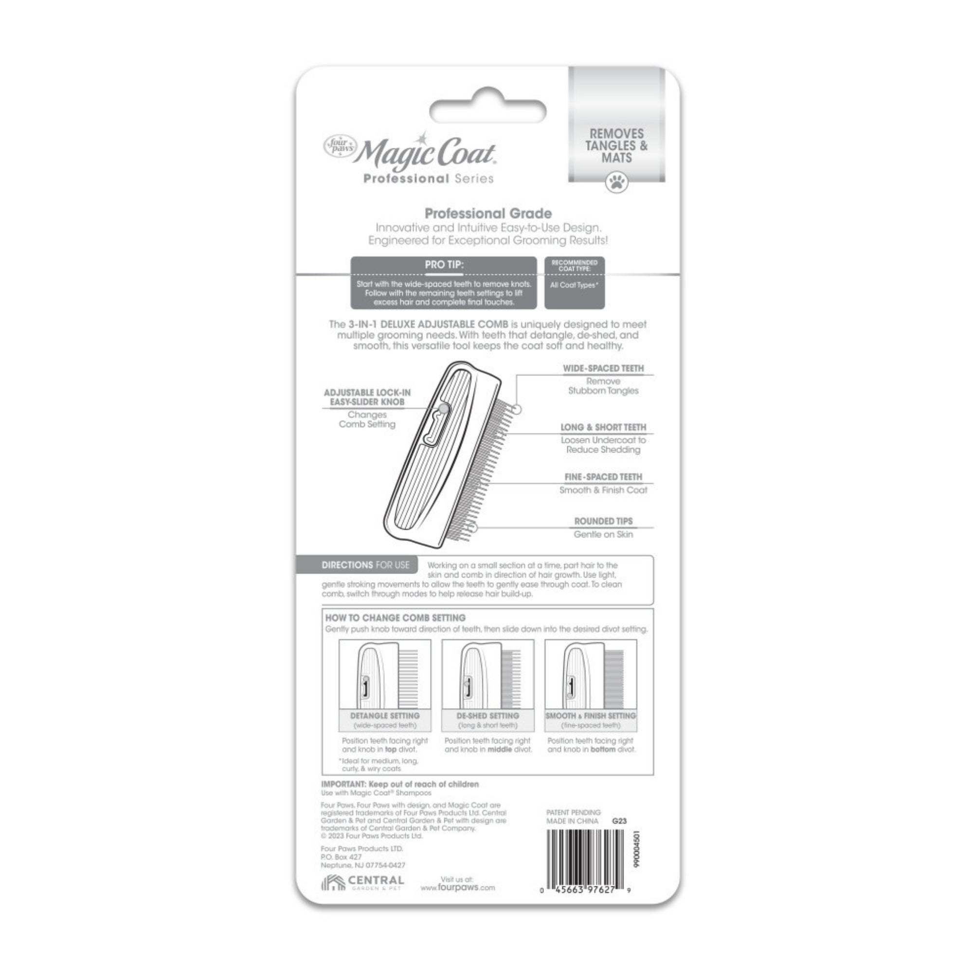 Four Paws Magic Coat Professional Series 3in1 Deluxe Adjustable Dog Comb 1ea/1 ct