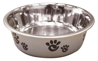Spot Barcelona Stainless Steel Paw Print Dog Bowl Silver 8oz