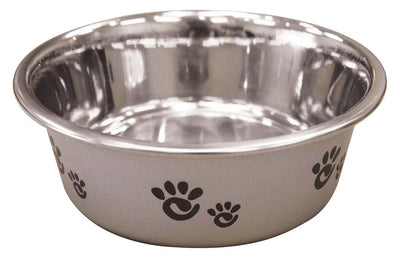 Spot Barcelona Stainless Steel Paw Print Dog Bowl Silver 16oz