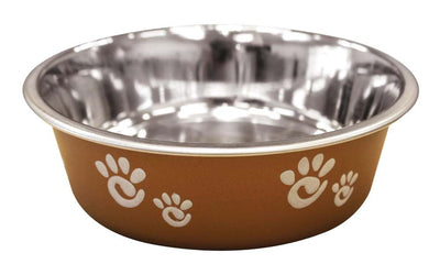 Spot Barcelona Stainless Steel Paw Print Dog Bowl Copper 8oz