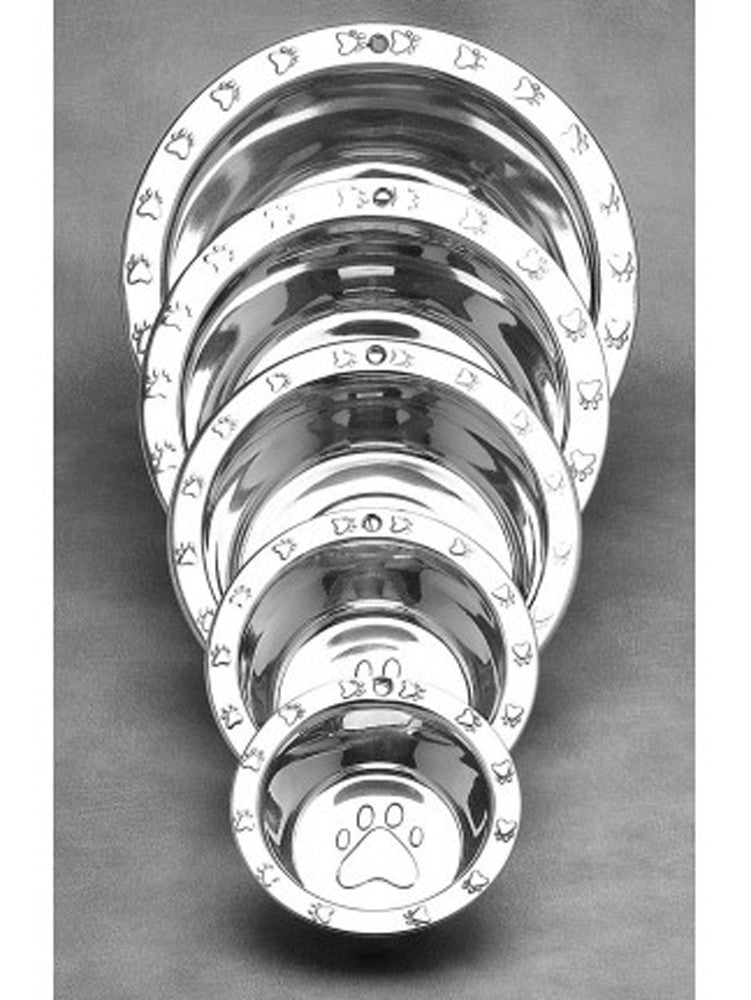 Spot Stainless Steel Embossed Wide Rim Dog Bowl Silver 1ea/2 qt
