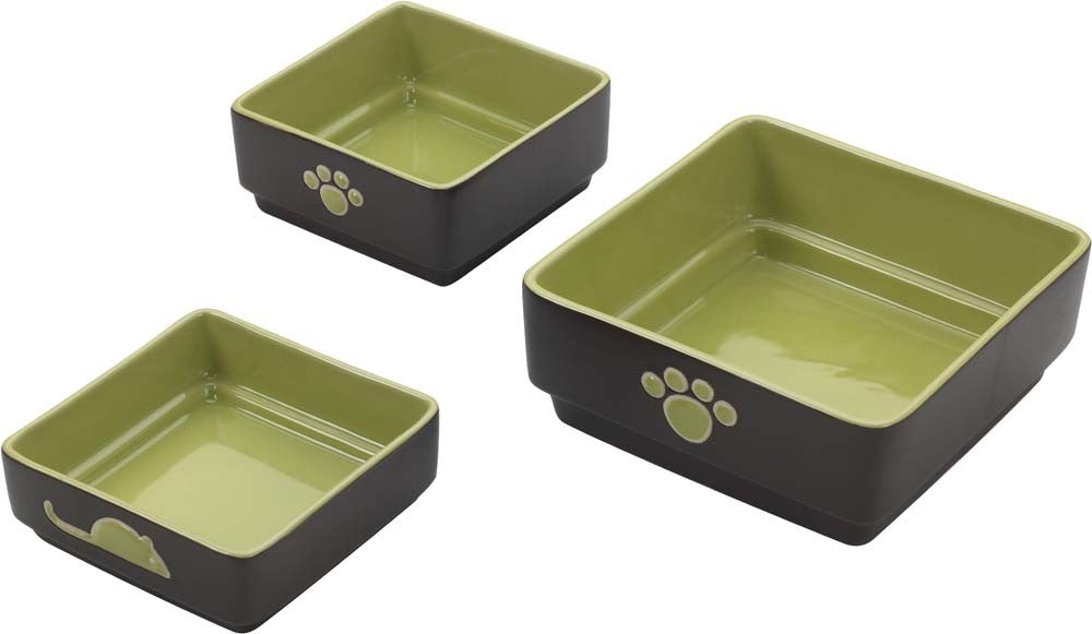 Spot Four Square Dog Bowl Green 5in