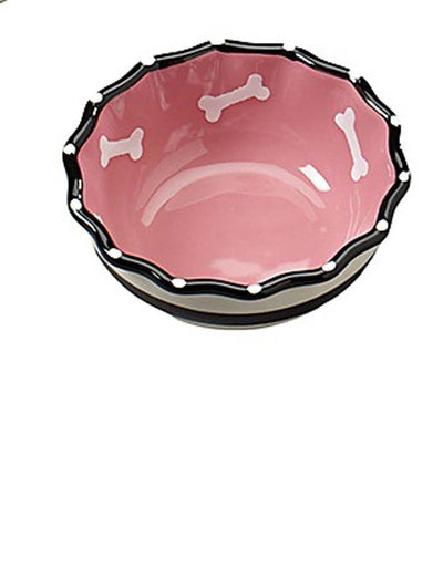 Spot Contemporary Ruffle Dog Bowl Pink 5in