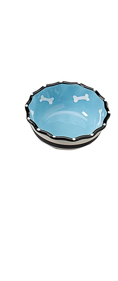 Spot Contemporary Ruffle Dog Bowl Blue 5in