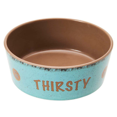 Spot Unbreak-A-Bowlz Stoneware Dog Bowl Turquoise/Tan 1ea/MD, 6 in