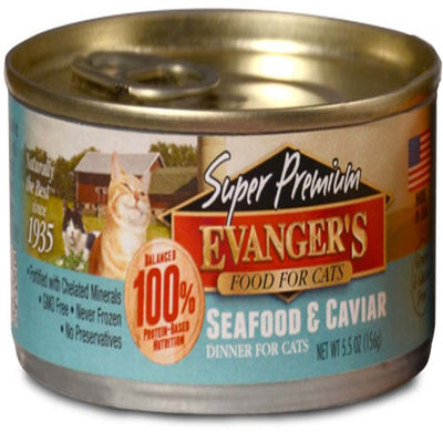 Evanger's Super Premium Wet Cat Food Seafood & Caviar 5.5oz 24pk