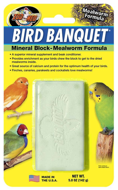 Zoo Med Bird Banquet Mealworm Formula Mineral Block Green, 1ea/5 oz, LG