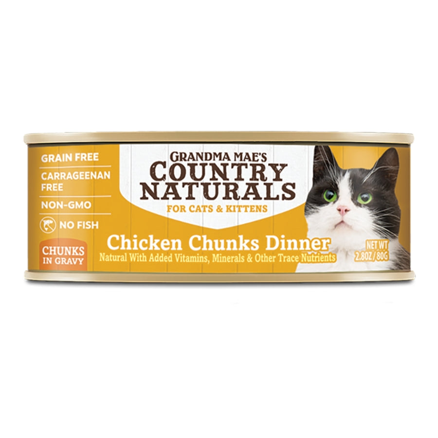 Grandma Mae's Grain Free Cat & Kitten Chunks in Gravy Chicken 24ea/2.8oz