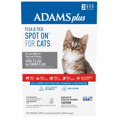 Adams Plus Flea & Tick Spot On for Cats & Kittens 1ea/Over 2.5 Lbs But Under 5 lb - All Pet Super Store