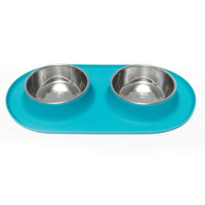 Messy Mutts Dog & Cat Silicone Raised Edge Non-slip Mat Folded PKG 16" x 12" Marble Small