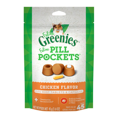 Greenies Feline Pill Pockets Cat Treats Chicken, 1ea/1.6 oz, 45 ct