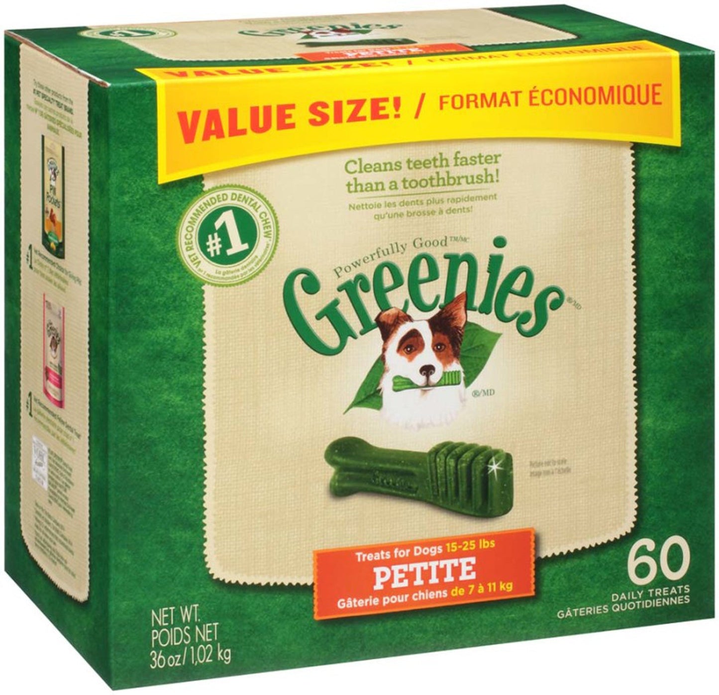 Greenies Dog Dental Treats Petite, Original, 1ea/36 oz, 60 ct