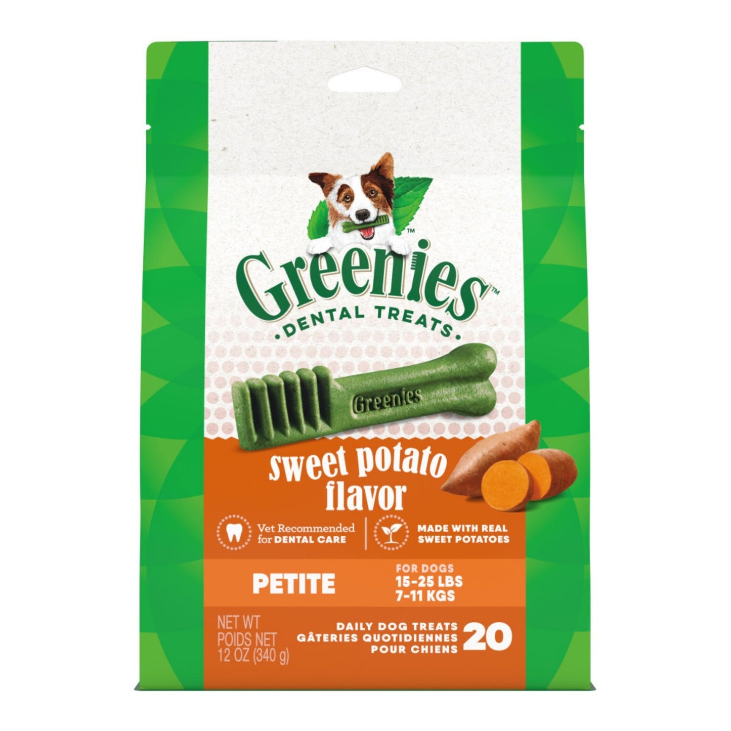 Greenies Dog Dental Treats Petite, Sweet Potato, 1ea/12 oz, 20 ct