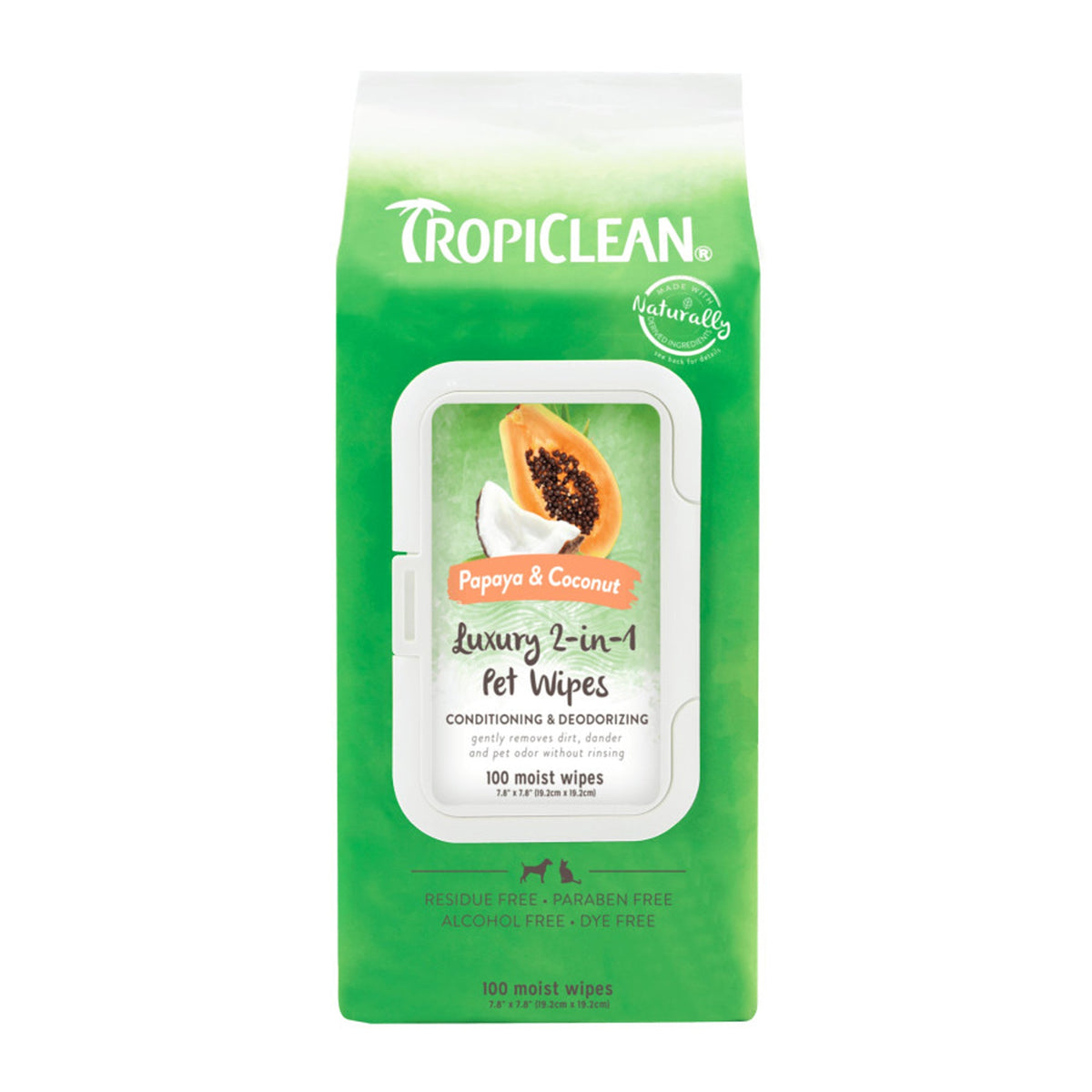 TropiClean All-Purpose Pet Wipes Papaya and Coconut 100ct