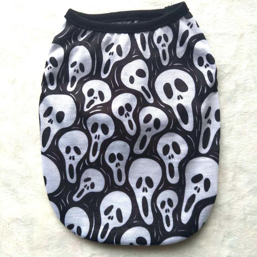 Skull Halloween Pet Clothes: Spooky Ghost Head Vest